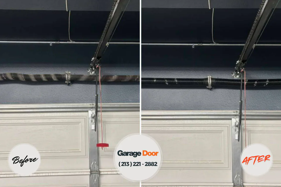 Before and after: garage door repair Roeland Park, KS